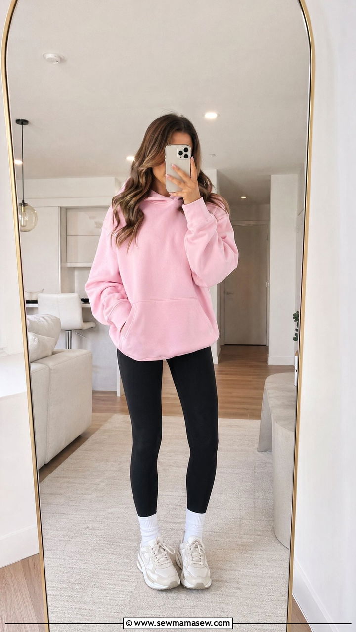 Leggings with Oversized Hoodie - 35 cute casual outfits