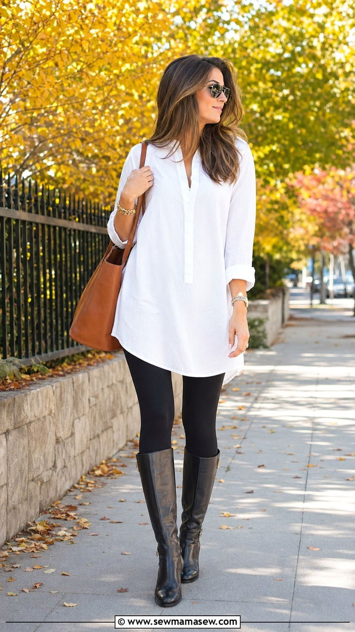Leggings with long tunic and riding boots - 30 Best pants for tall women