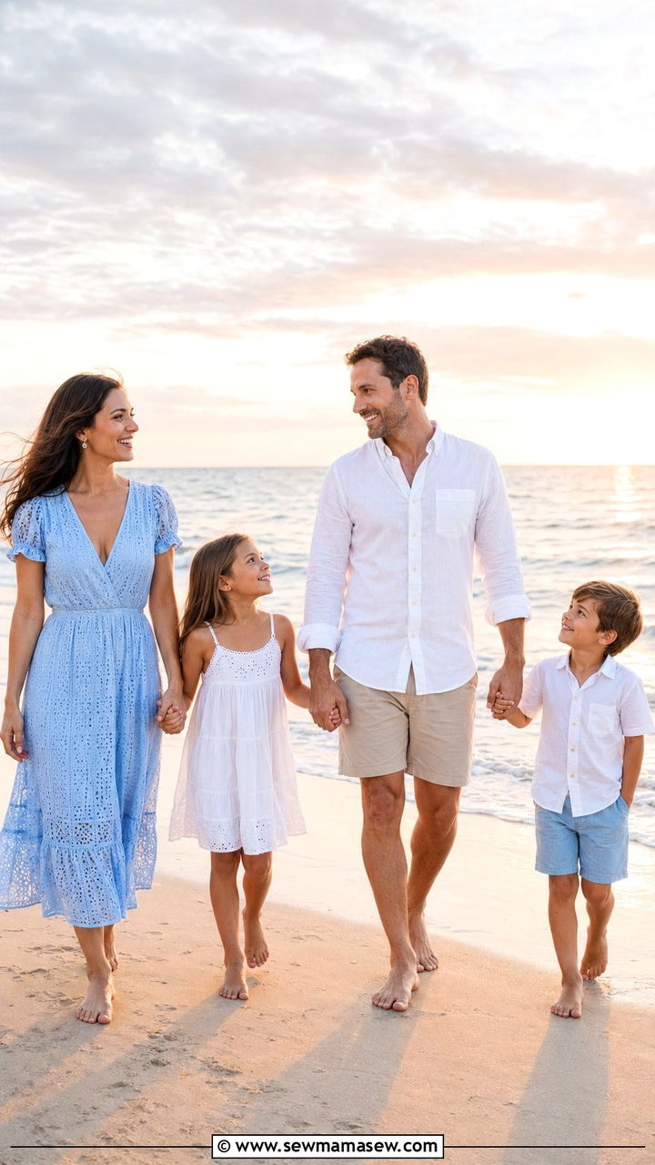 Light Blue And White Beach Family Photo Outfits - 30 What to wear for summer family photos