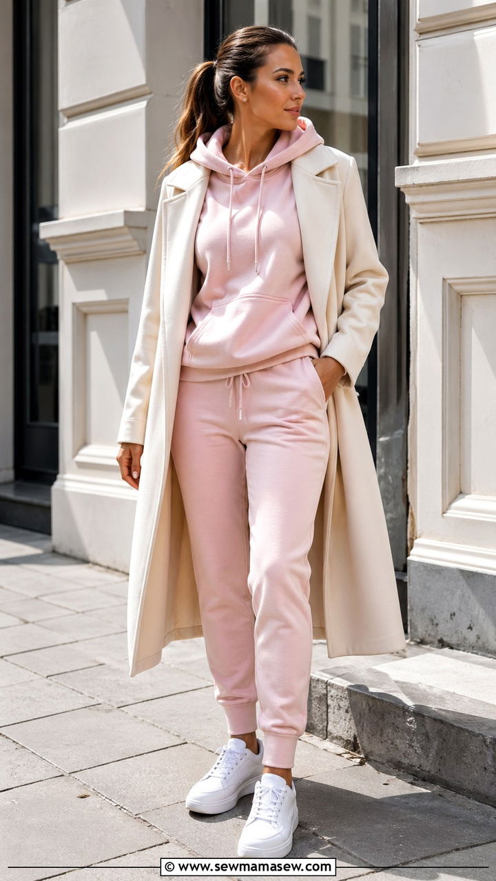 Light Pink Matching Hoodie And Jogger Set - 40 All light pink outfit ideas