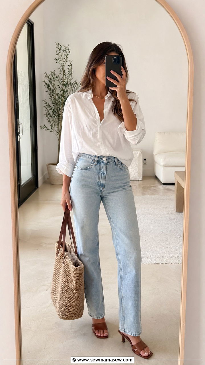 Light Wash Straight Leg Jeans Outfit - 35 Spring wardrobe staples