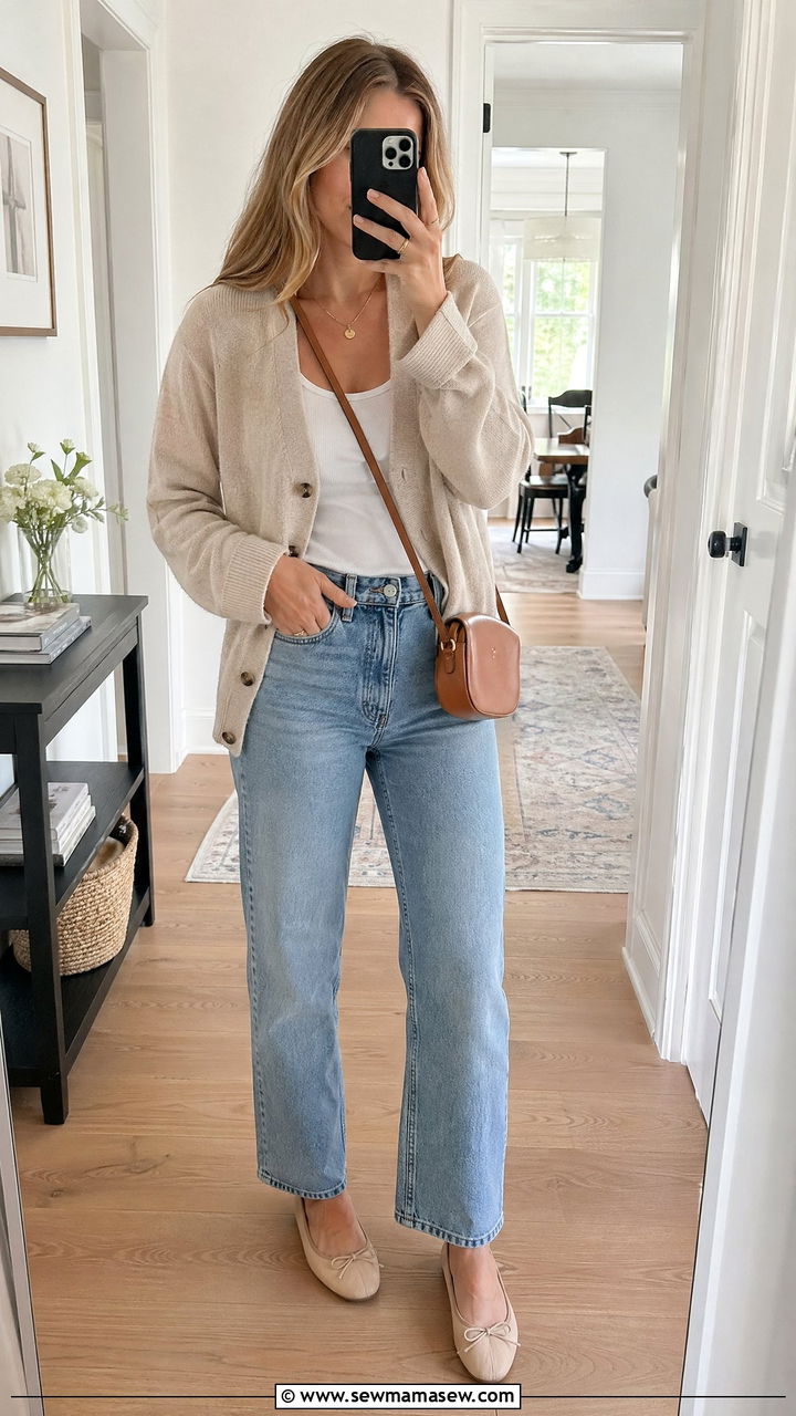 Lightweight Cardigan And Straight Leg Jeans - 35 spring everyday outfit ideas