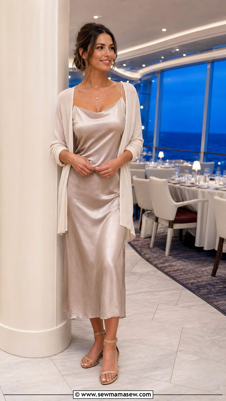 Lightweight Cardigan Over A Slip Dress - 35 Norwegian cruise outfit ideas