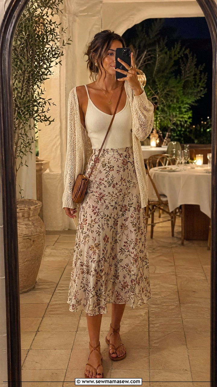 Lightweight Cardigan and Midi Skirt Summer Outfit - 35 Summer wardrobe ideas
