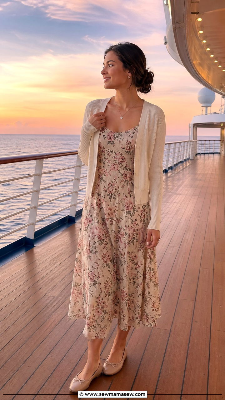 Lightweight Cardigan and Summer Dress Outfit - 35 cute cruise outfits