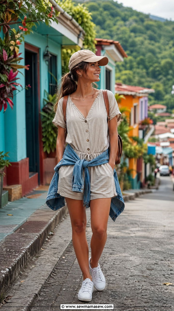 Lightweight Romper and Sneakers Costa Rica Outfit - 35 Costa Rica outfit ideas
