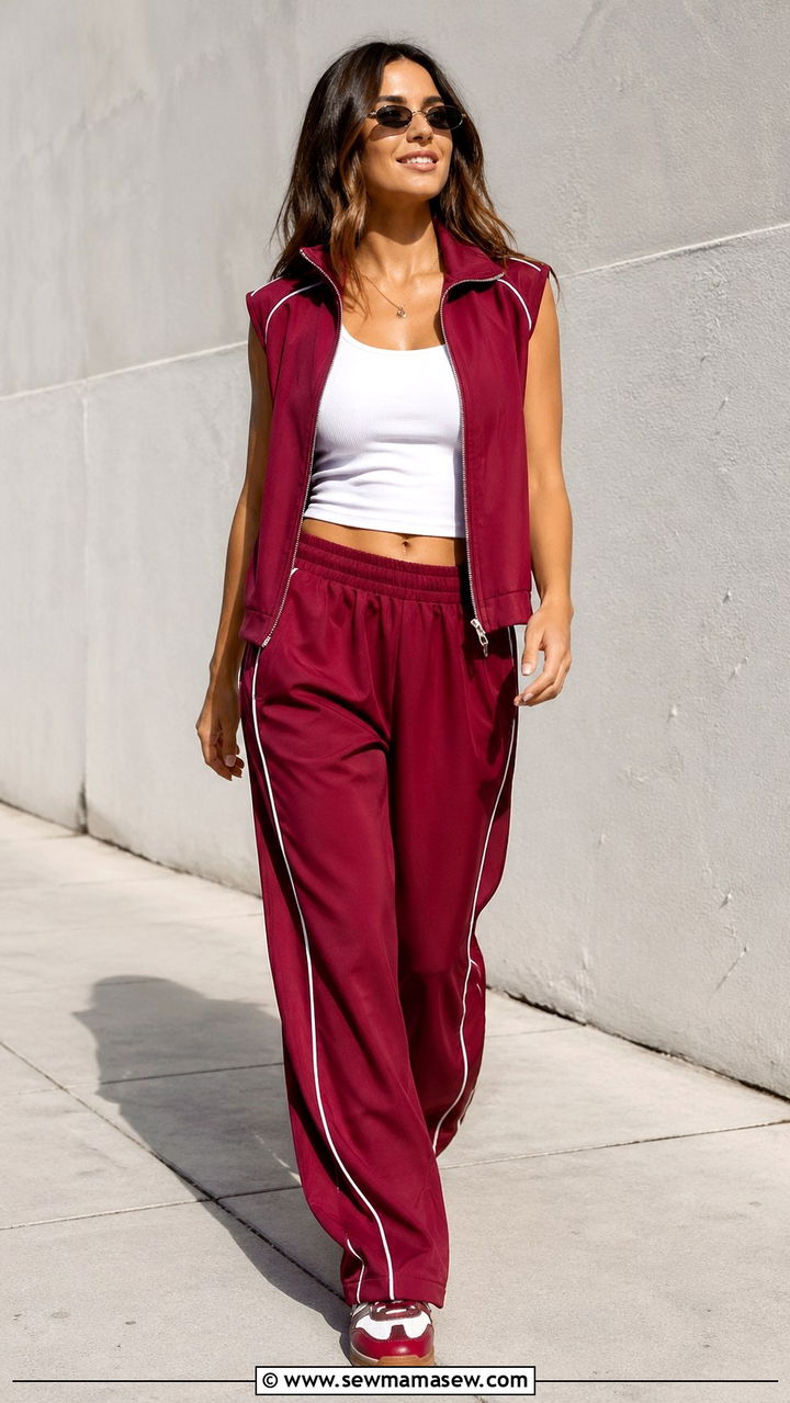 Lightweight Sleeveless Tracksuit with Tank Top and Retro Sneakers - 30 Sporty summer outfit ideas