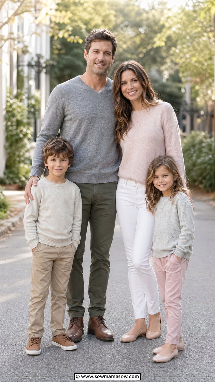 Lightweight Sweater and Chinos Family Look - 35 spring family photo outfit ideas