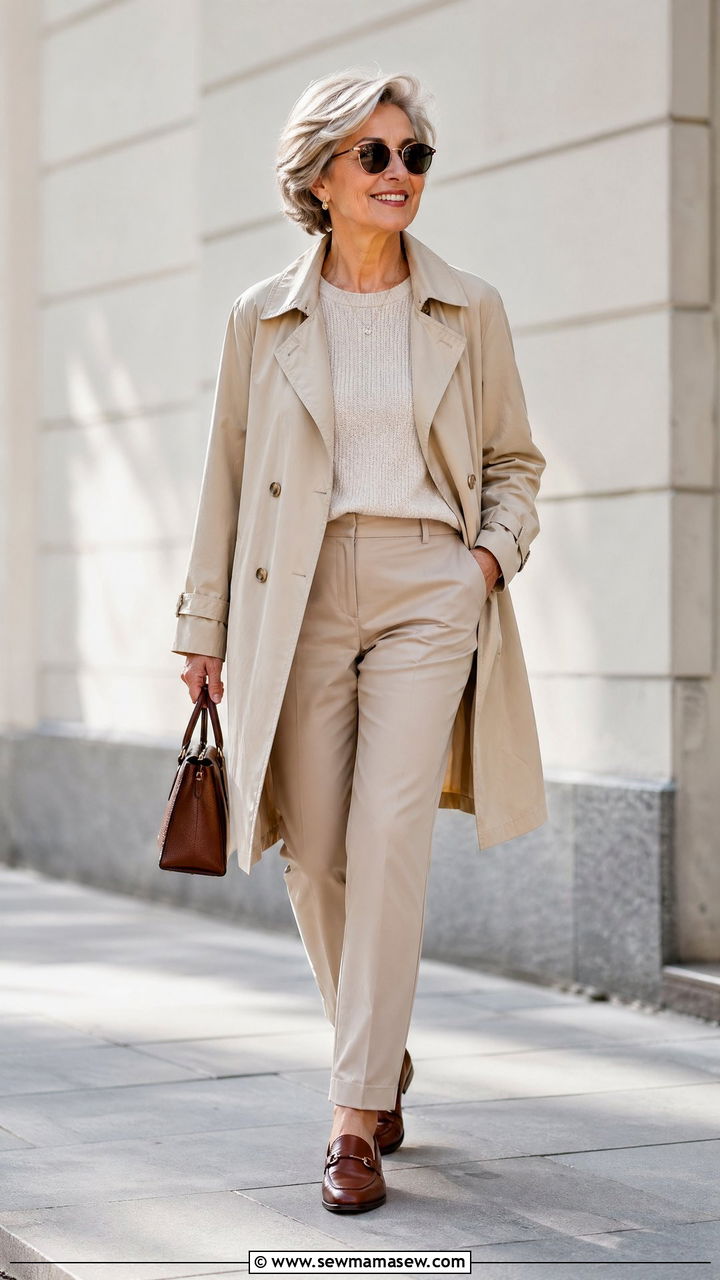 Lightweight Trench Coat Spring Look - 35 Spring outfits for women over 60