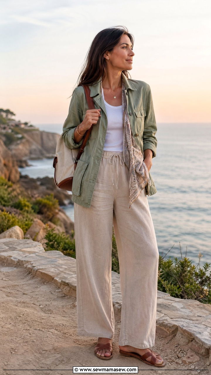 Lightweight Utility Jacket With Linen Trousers Summer Outfit - 35 Summer outfit essentials 2026