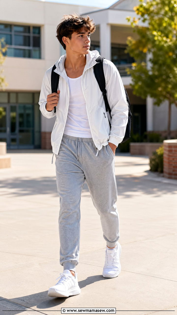 Lightweight Windbreaker With Joggers - 35 spring school outfit ideas