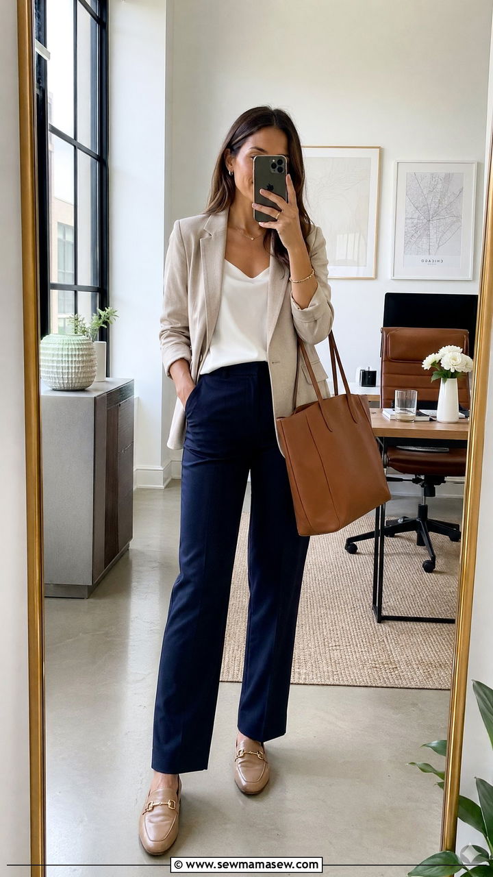 Lightweight blazer with tank and trousers summer work outfit - 35 Summer work outfits
