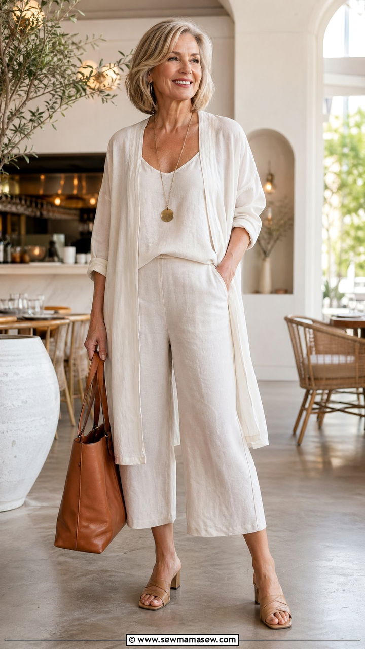 Lightweight cardigan and tank top summer outfit for women over 50 - 35 What to wear in summer for women over 50