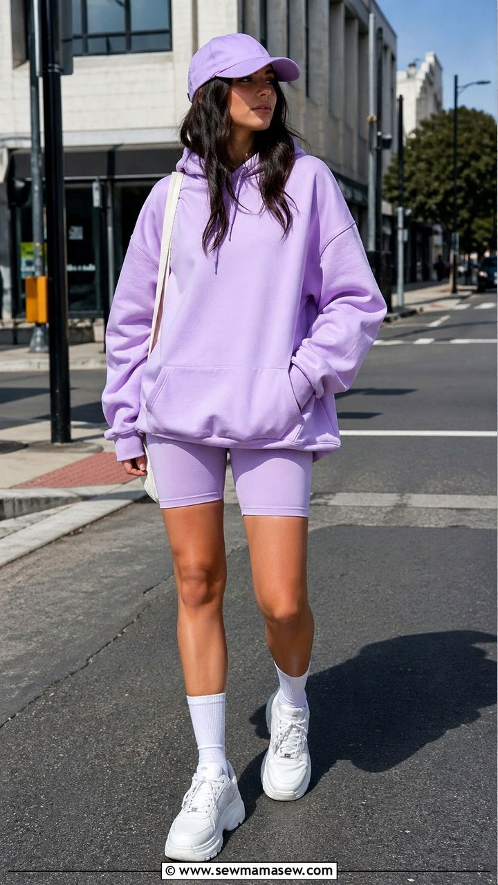 Lilac Hoodie And Biker Shorts - 40 All lilac outfit ideas