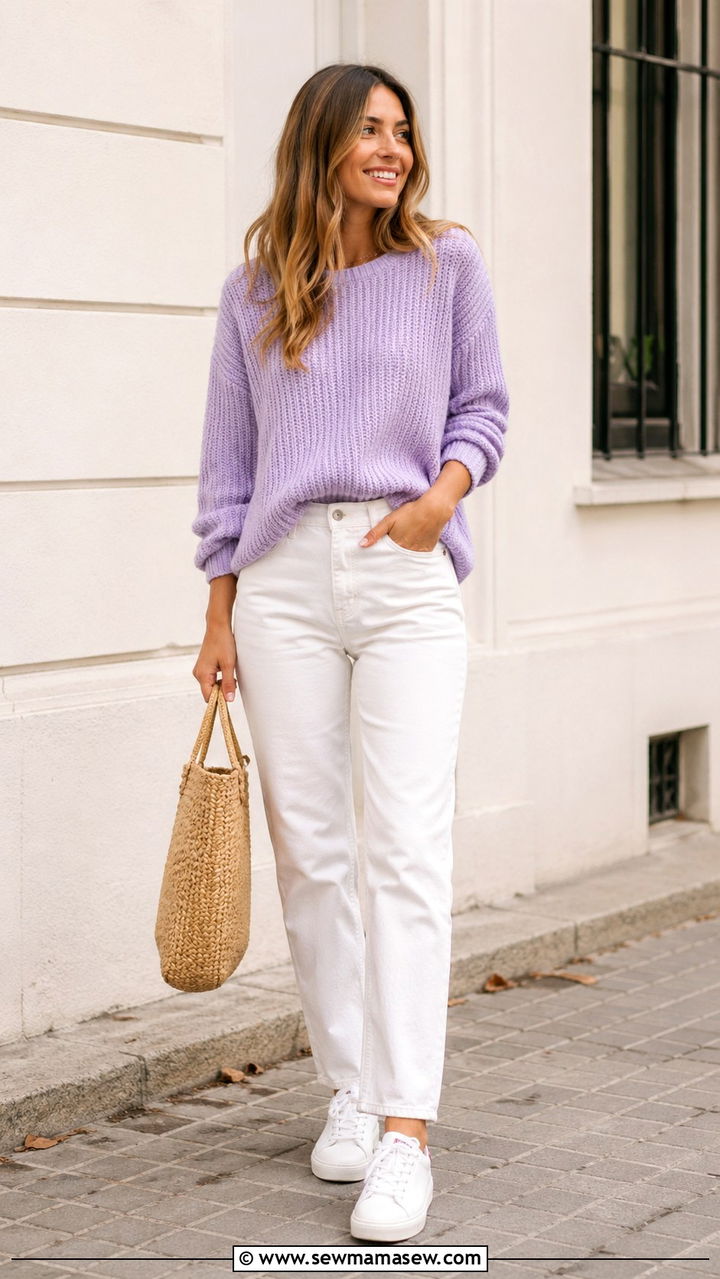 Lilac Sweater And White Jeans - 40 All lilac outfit ideas