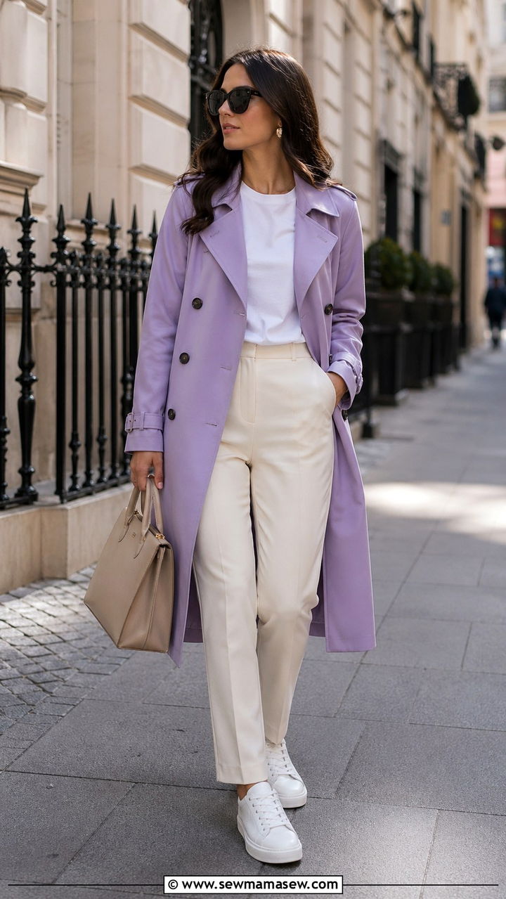 Lilac Trench Coat Outfit - 40 All lilac outfit ideas