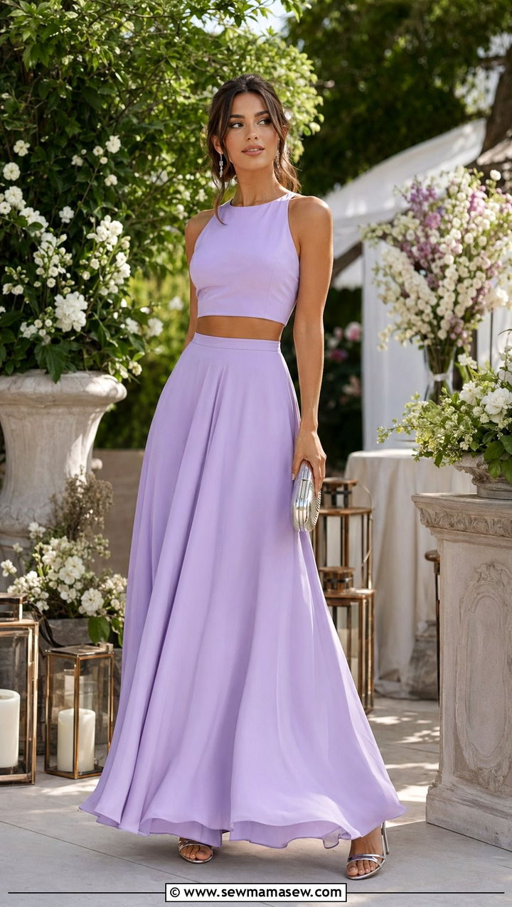 Lilac two piece skirt set - 35 Pastel summer outfits