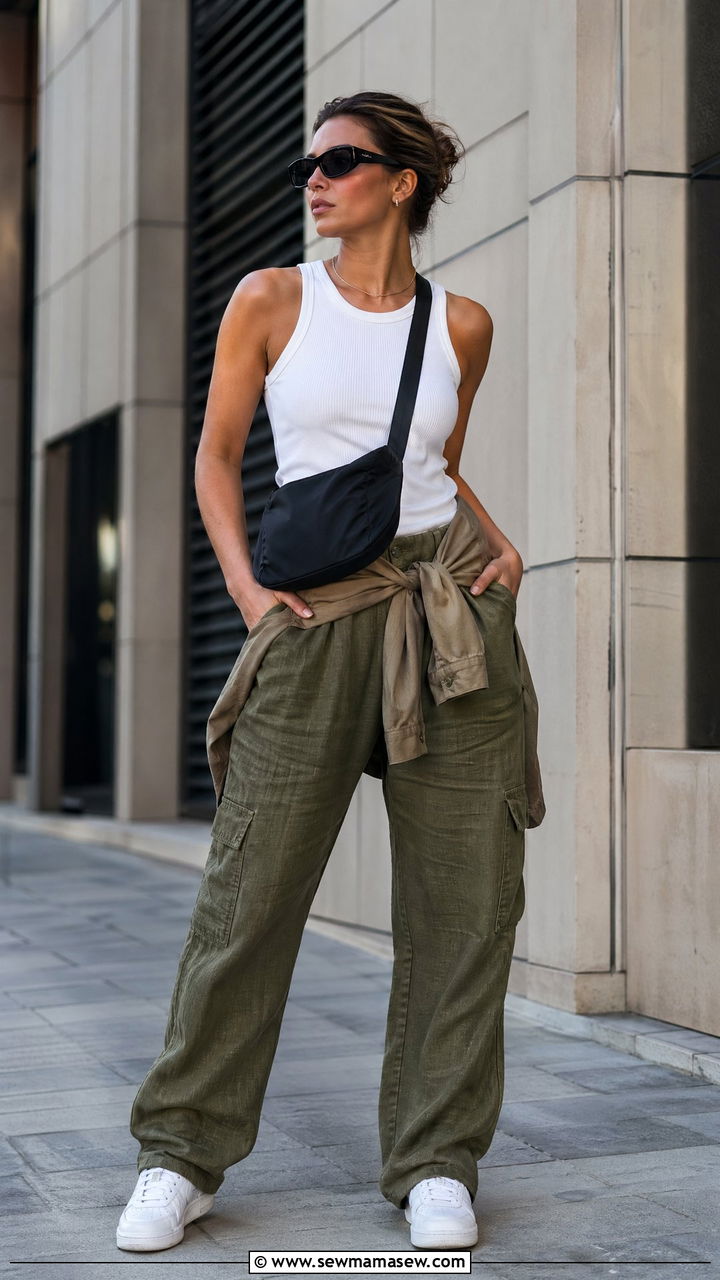 Linen Cargo Pants Outfit - 35 Summer linen outfits