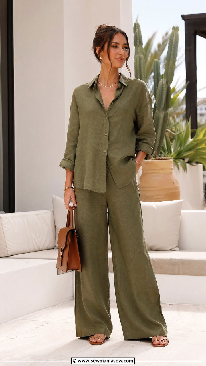 Linen Co Ord Pant Set - 35 summer linen outfit ideas