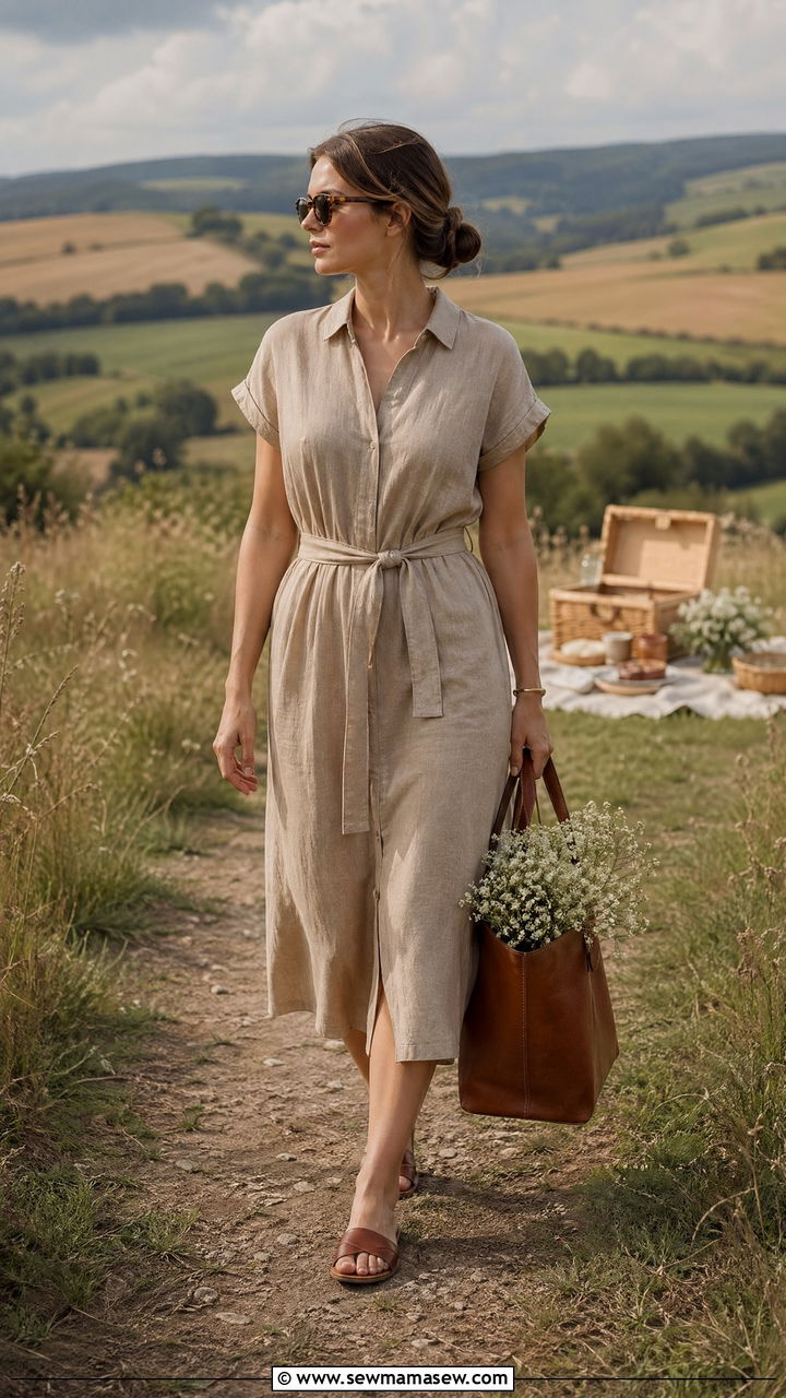 Linen Dress Spring Romantic Outfit - 35 spring romantic outfits