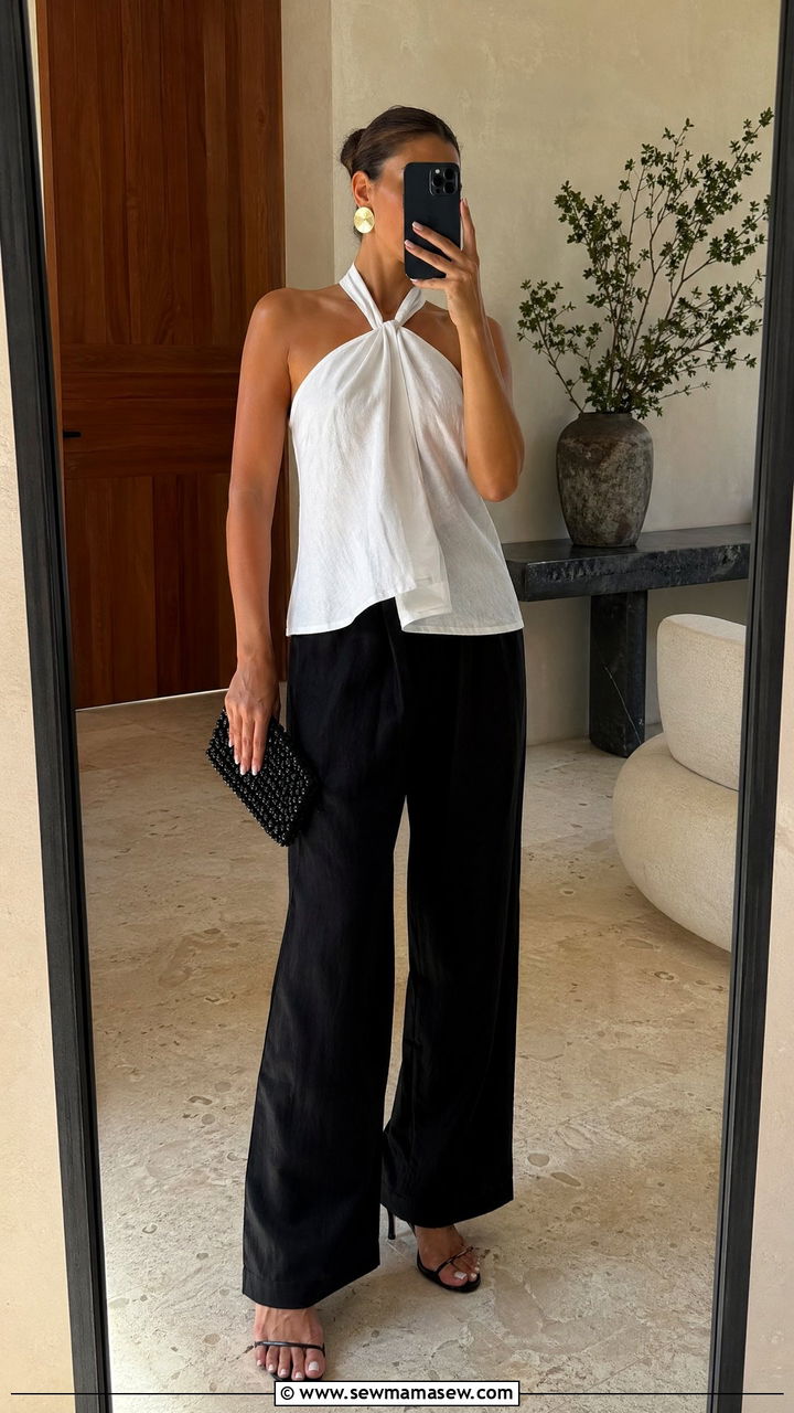 Linen Halter Top Outfit - 35 Summer linen outfits