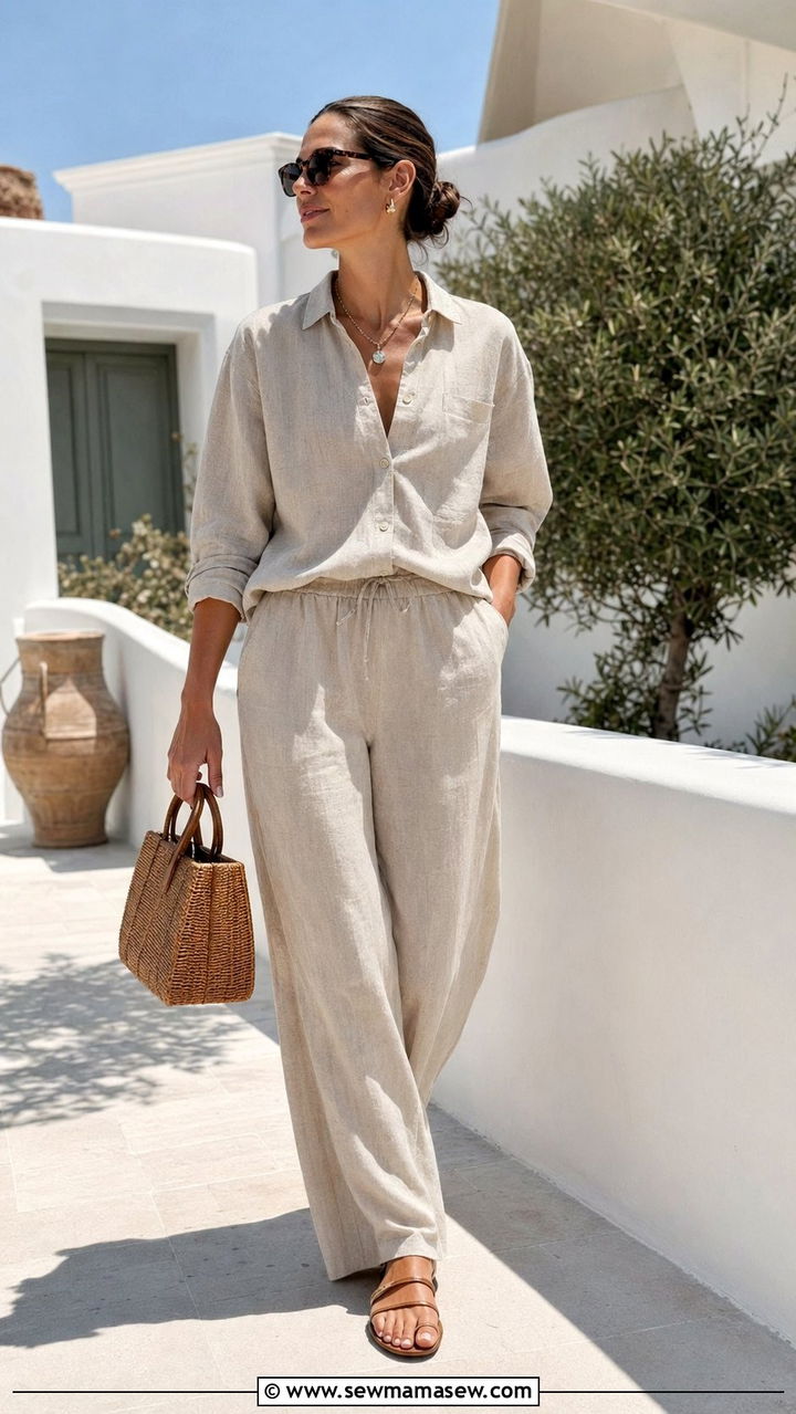 Linen Matching Set Resort Outfit - 35 resort outfit ideas for women
