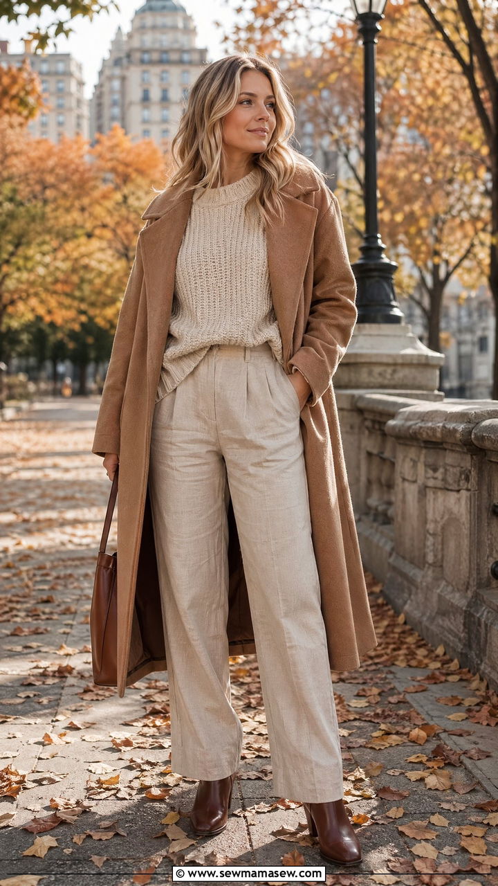 Linen Pants With Chunky Knit Sweater - 35 cute linen pants outfits