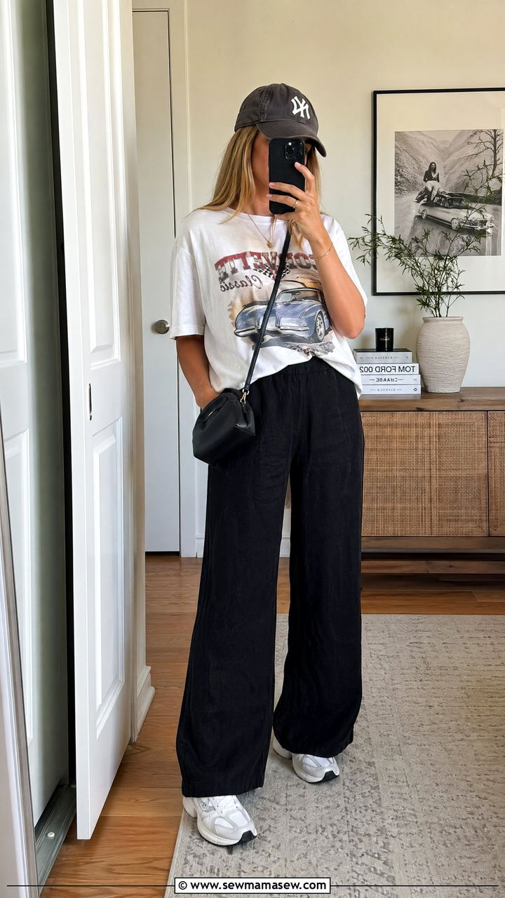 Linen Pants with Graphic Tee Spring Outfit - 35 Spring linen outfits