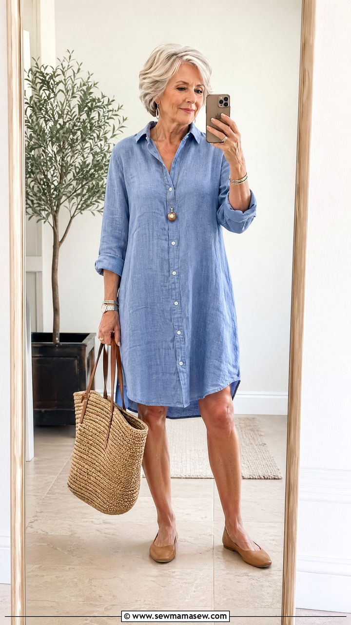 Linen Shirt Dress Outfit Spring - 35 Spring outfits for women over 60