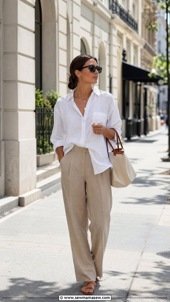 Linen Shirt With Tailored Trousers Outfit - 35 Spring outfits for women