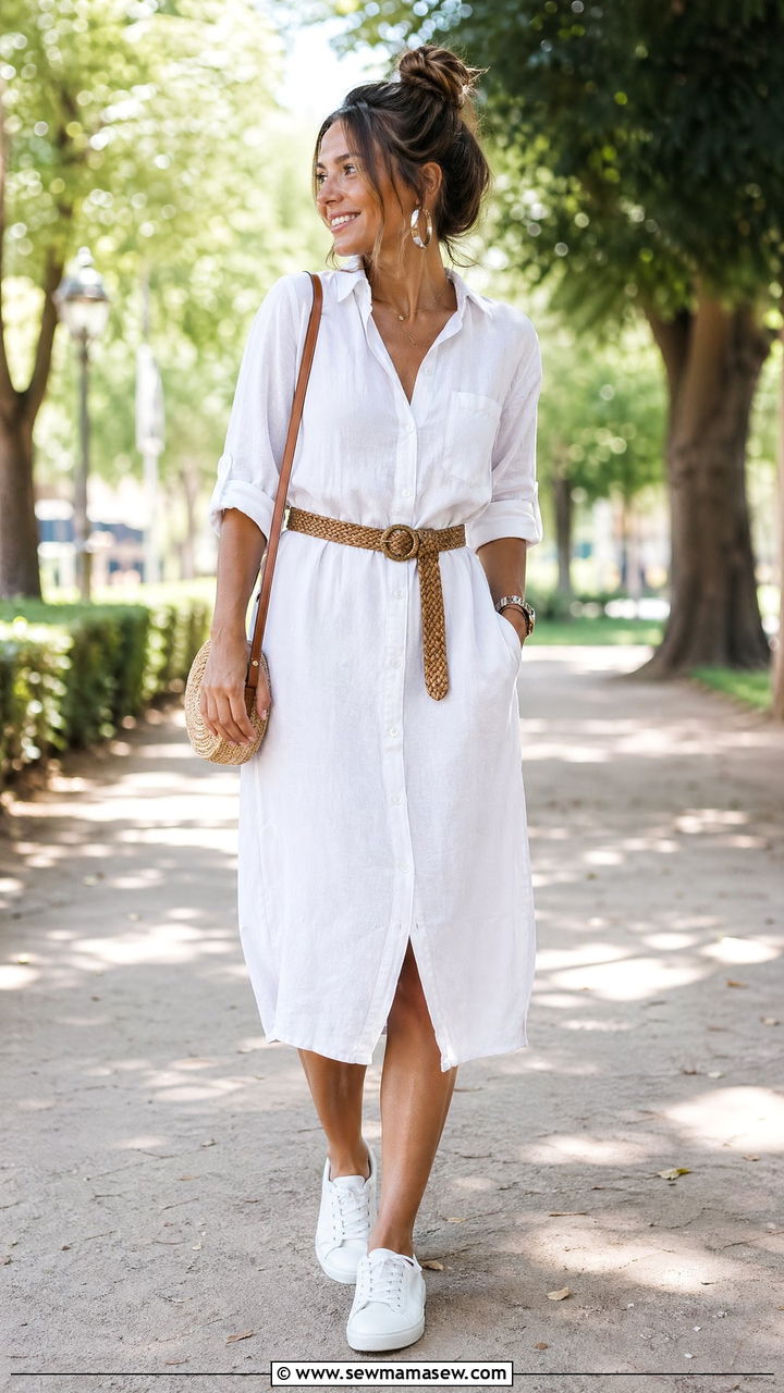 Linen Shirtdress Outfit - 35 Summer linen outfits