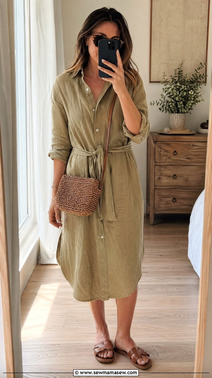 Linen Shirtdress Spring Outfit - 35 Spring linen outfits