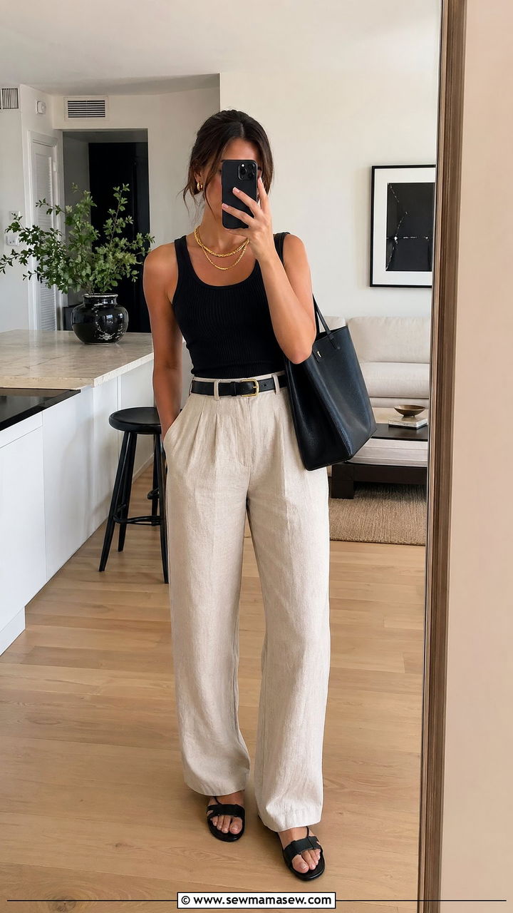 Linen Trousers And Tank Top - 35 Summer linen outfits