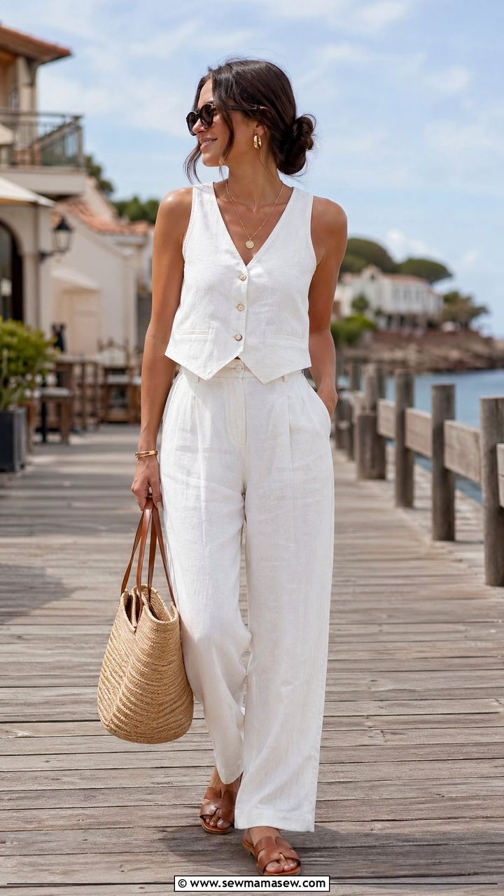 Linen Trousers With Vest Top Outfit - 35 spring street style outfits
