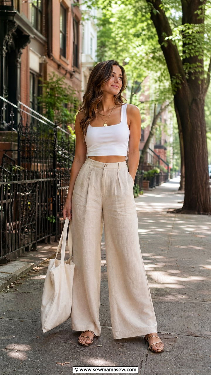 Linen Wide Leg Pants Outfit New York Summer - 35 Summer New York outfit ideas