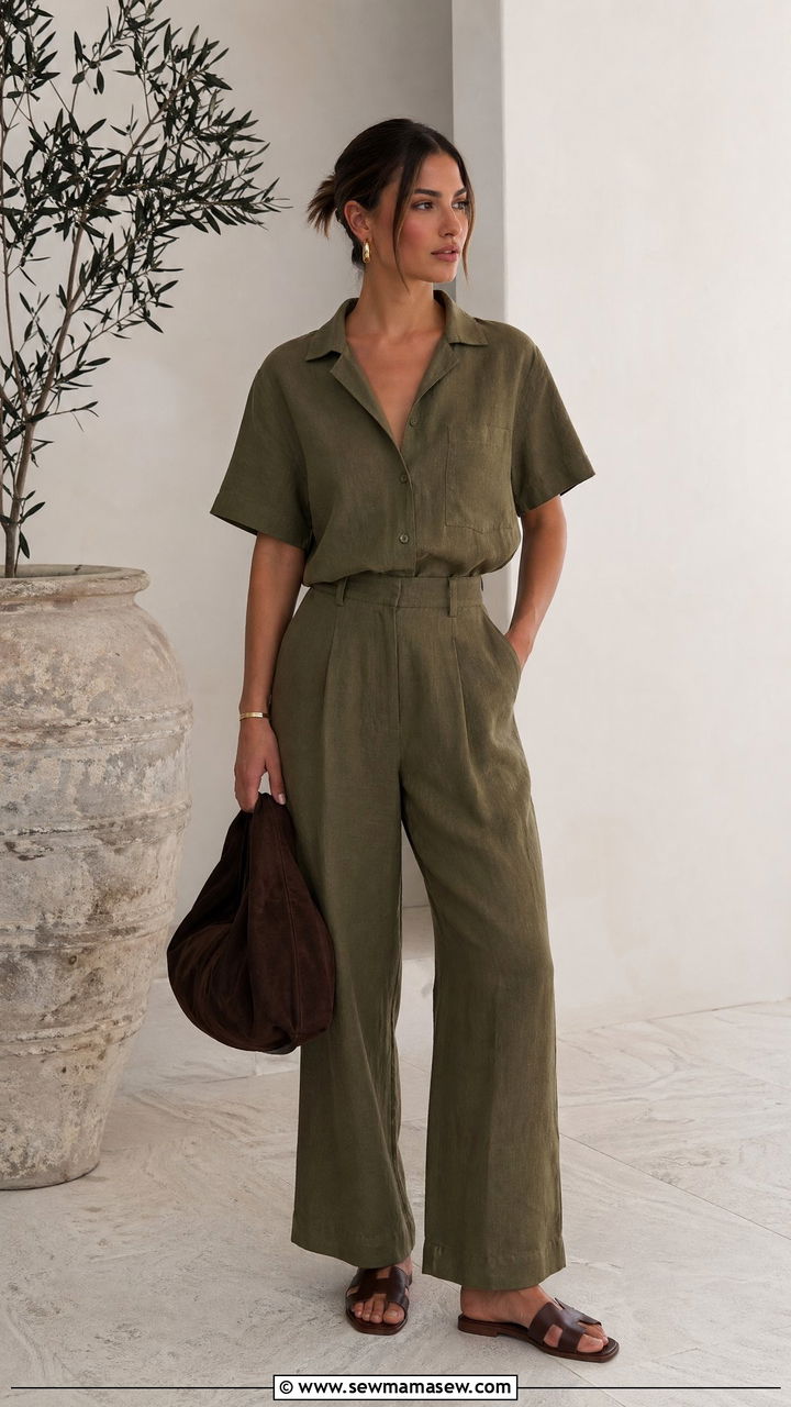 Linen pants monochrome summer outfit - 35 Summer outfits with linen pants