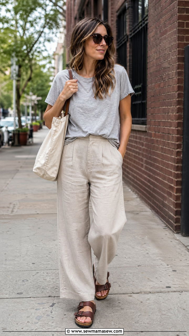 Linen pants with birkenstock summer outfit - 35 Summer outfits with linen pants