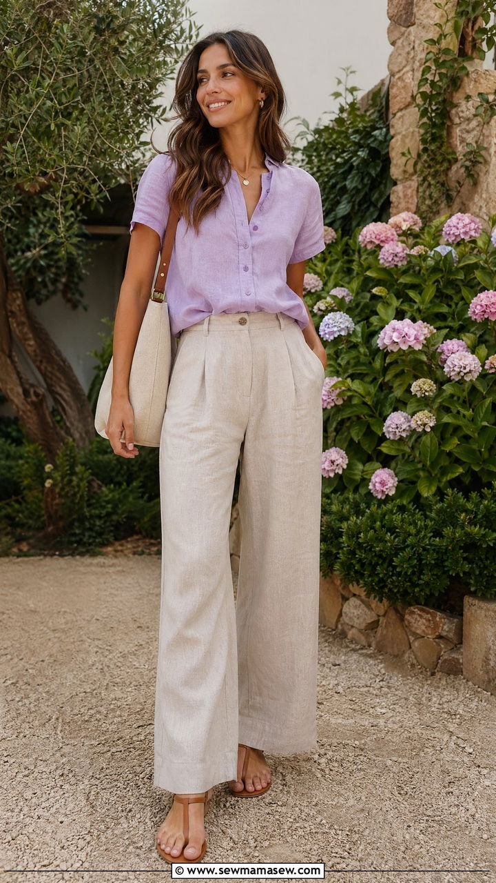 Linen pants with sandals summer outfit - 35 Summer outfits with linen pants