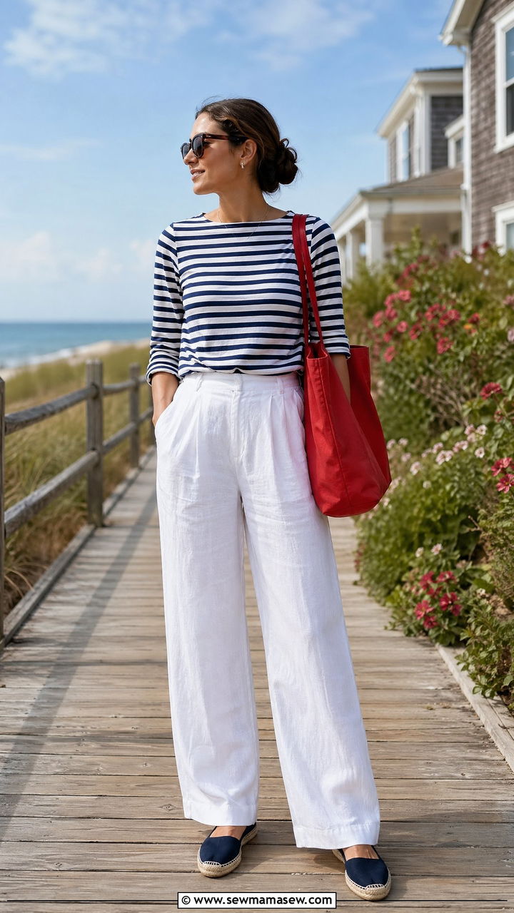 Linen pants with striped top summer outfit - 35 Summer outfits with linen pants