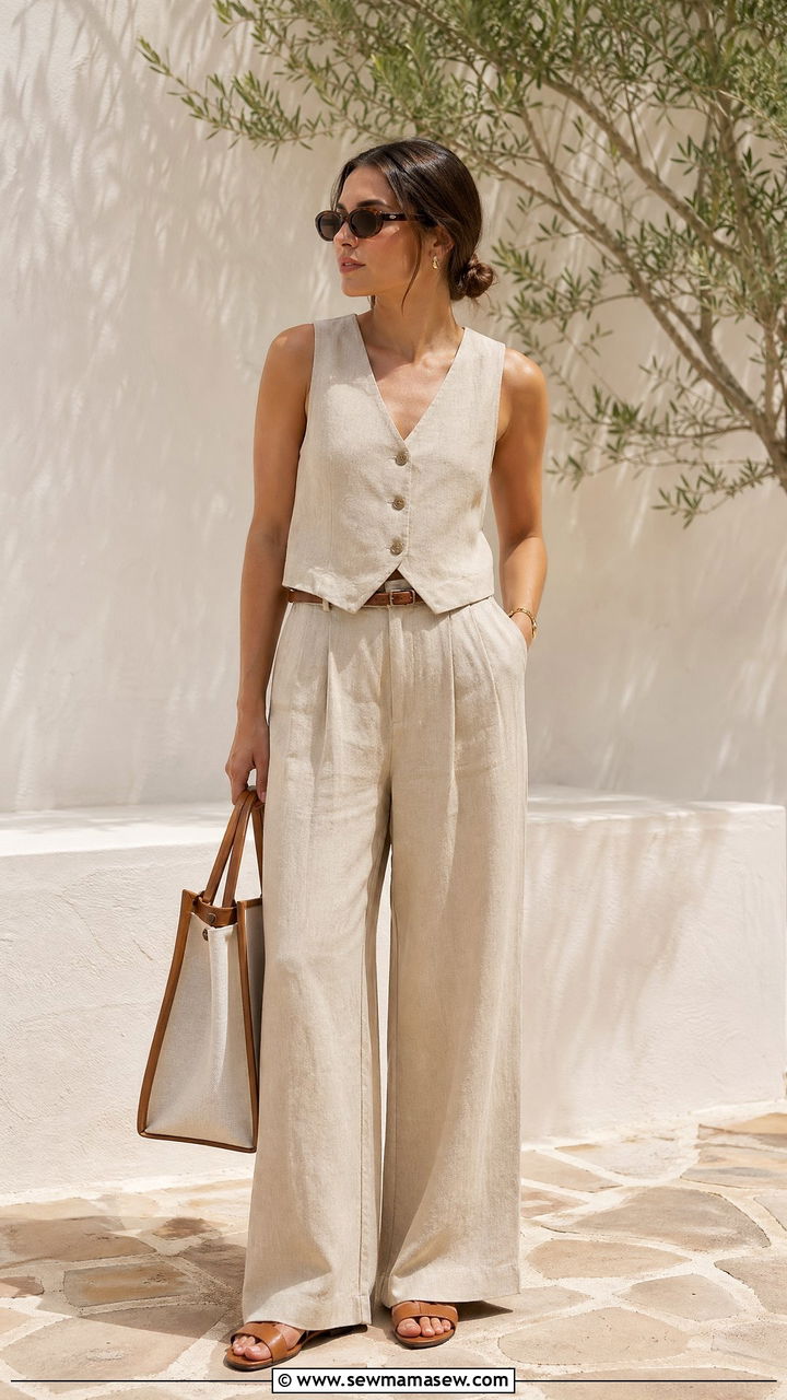 Linen vest and matching trousers set - 35 Clean girl spring outfits
