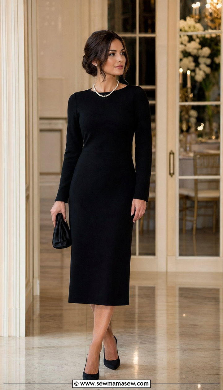 Little Black Dress with Pearls - 35 Modest outfit ideas old money