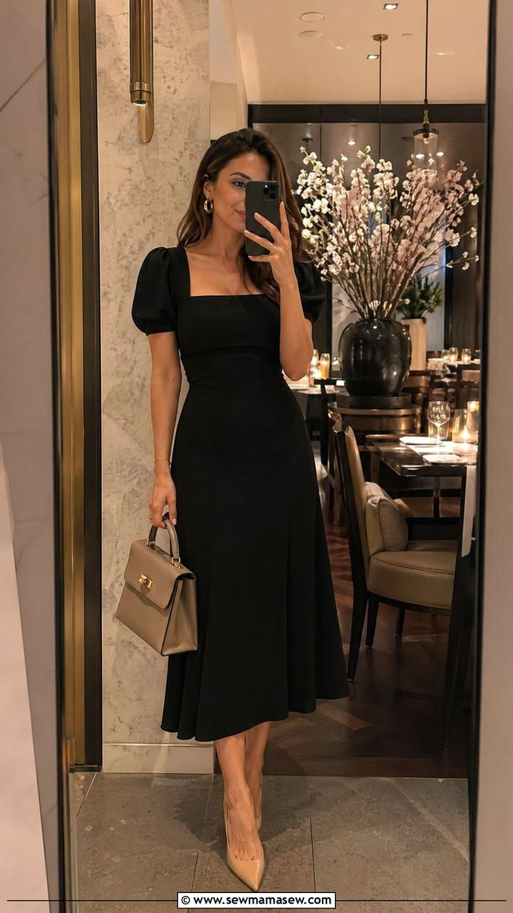 Little Black Dress with Pointed Toe Pumps - 35 classy cute outfits