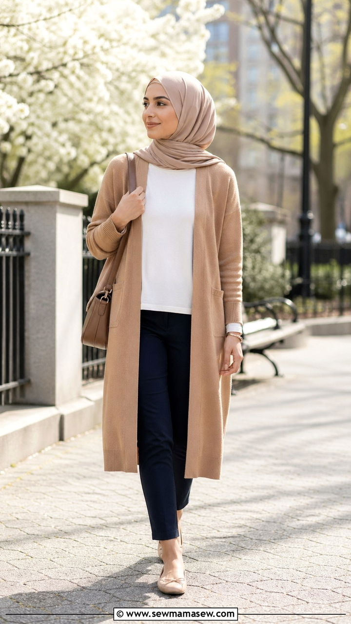 Long Cardigan with Slim Pants - 30 spring modest outfit ideas
