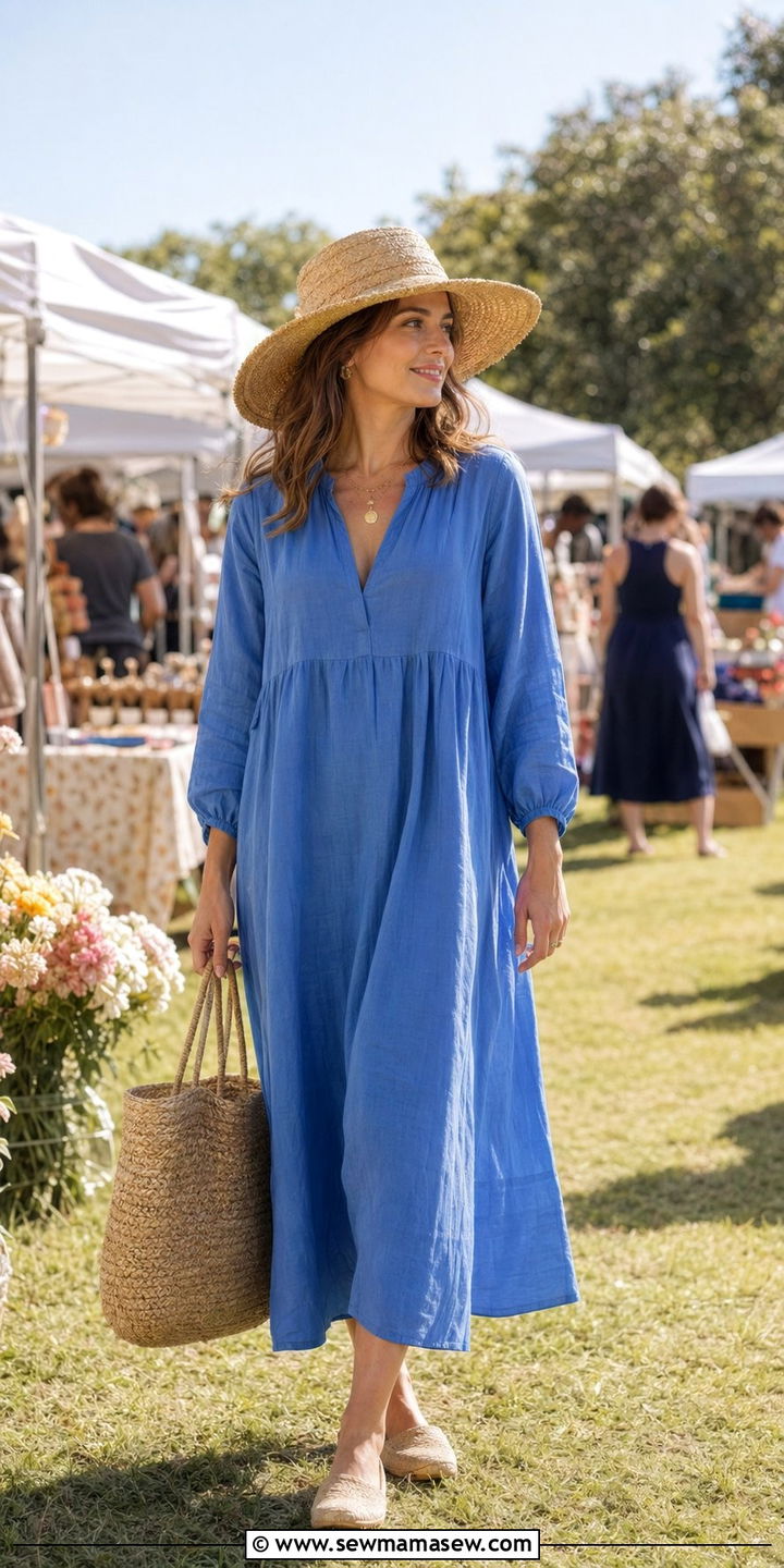 Long Cotton Dress With Espadrilles And Straw Hat - 35 Ramadan outfit ideas for women