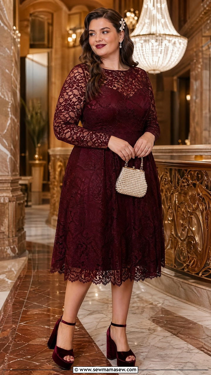 Long Sleeve Lace Dress Plus Size Wedding Guest - 35 Wedding guest outfits curvy women