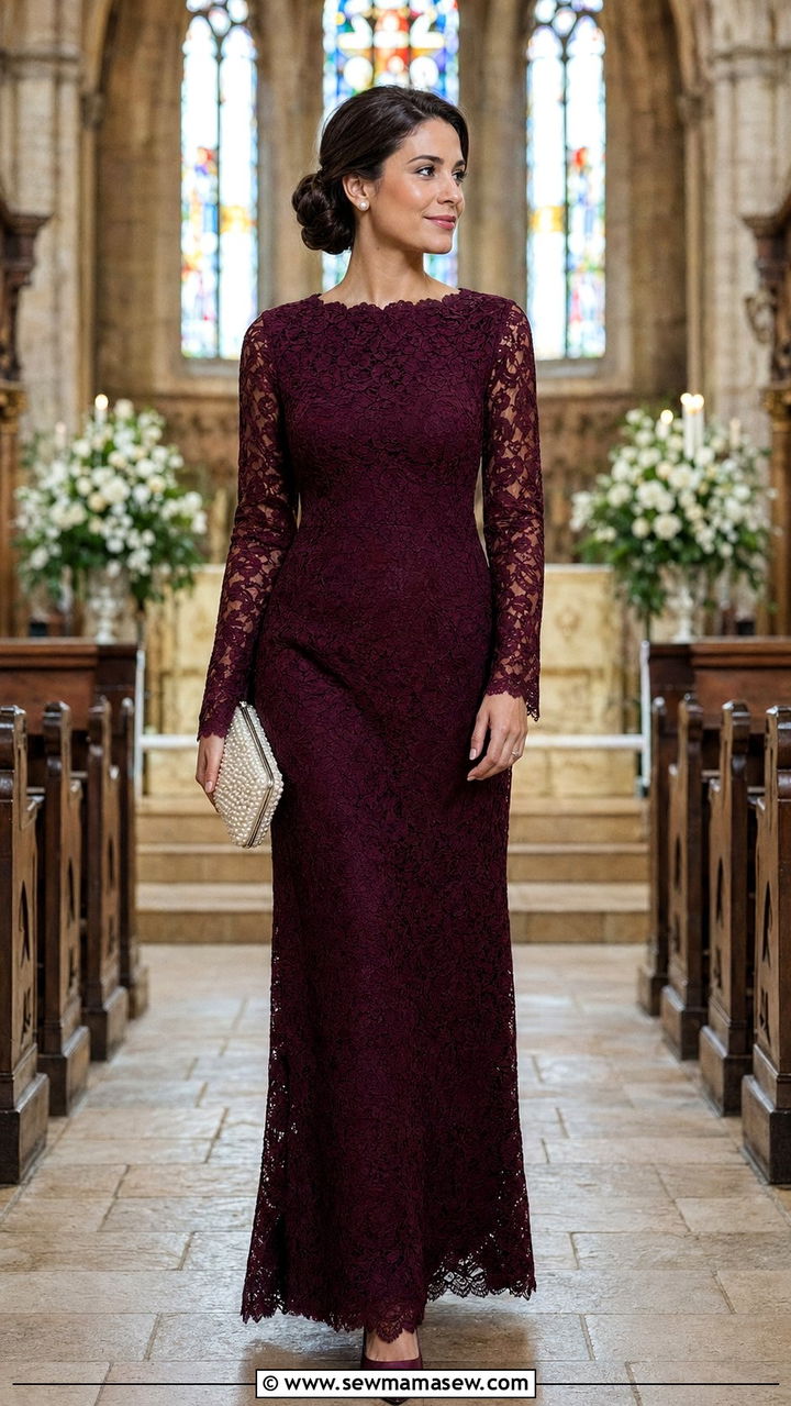 Long Sleeve Lace Gown - 30 Black tie wedding guest outfit ideas