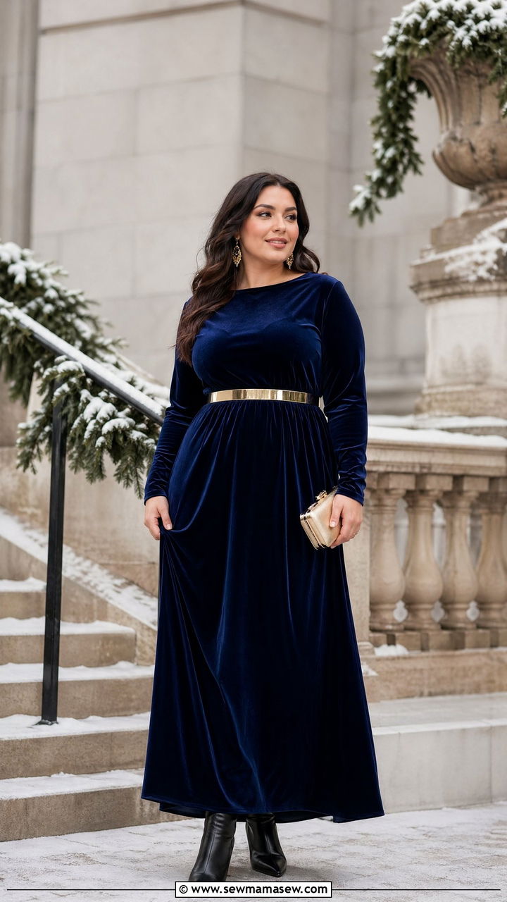 Long Sleeve Maxi Dress for Wedding - 35 Wedding guest outfits plus size