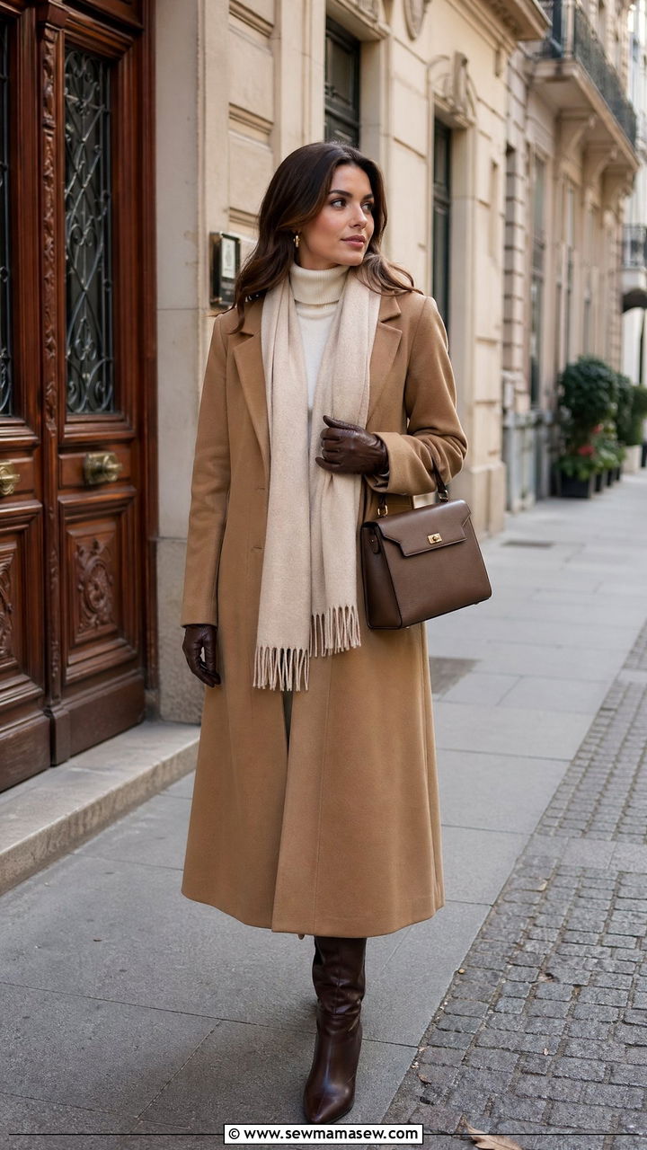 Long camel coat with a cashmere scarf and leather gloves - 40 What to wear in Berlin