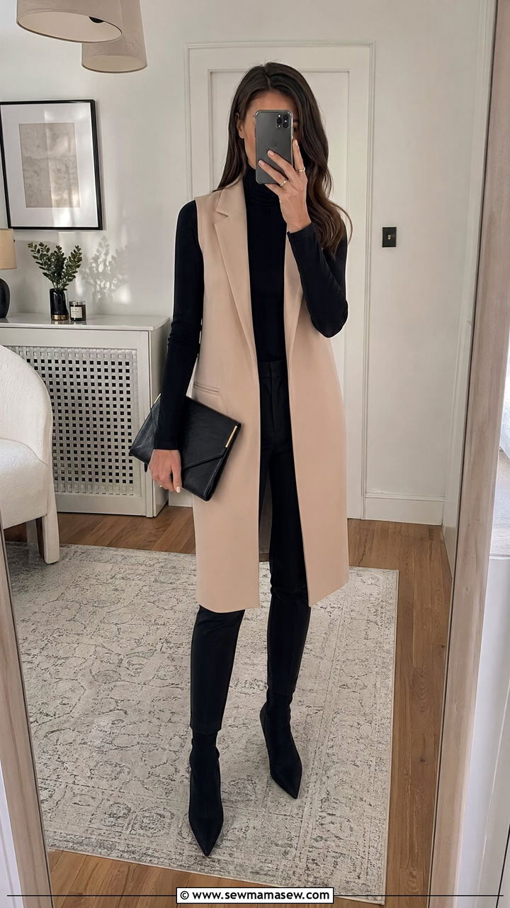 Long line vest and slim trousers work outfit for women - 35 work outfits for women