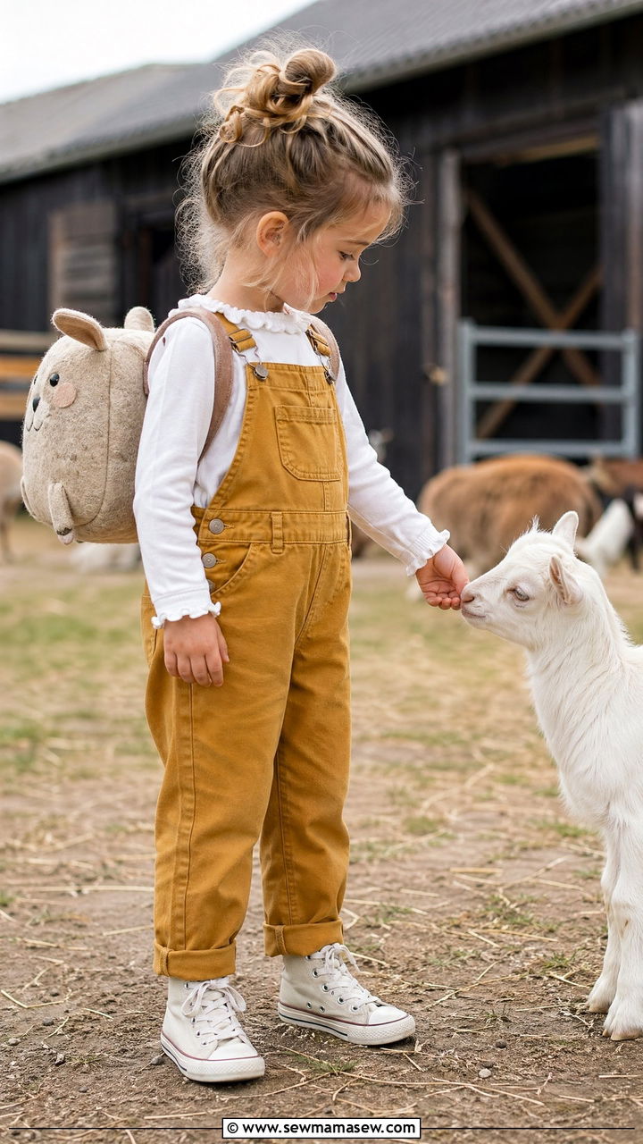 Long sleeve tee with overalls - 35 Spring outfits for little girls